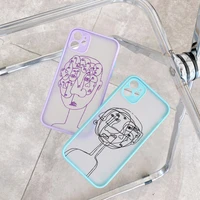 funny abstract face multifaceted line phone case for iphone x xr xs max 12 11 13 pro max 6s 7 8 plus se 2020 back cover fundas