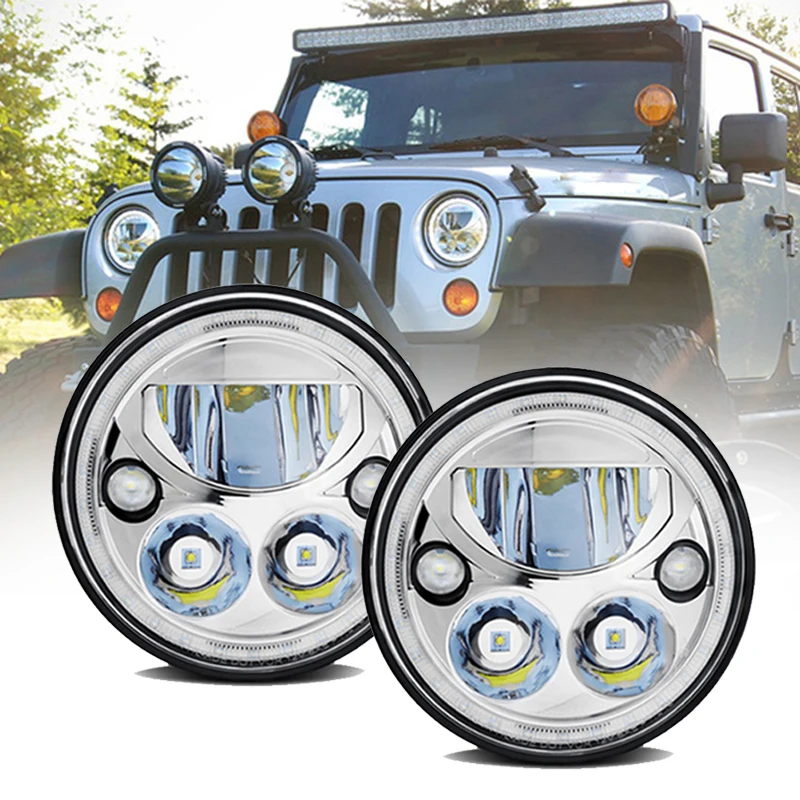 7 дюйсветильник вая круглая светодиодная фара для Jeep Wrangler JK TJ LJ CJ Rubicon Sahara Unlimited