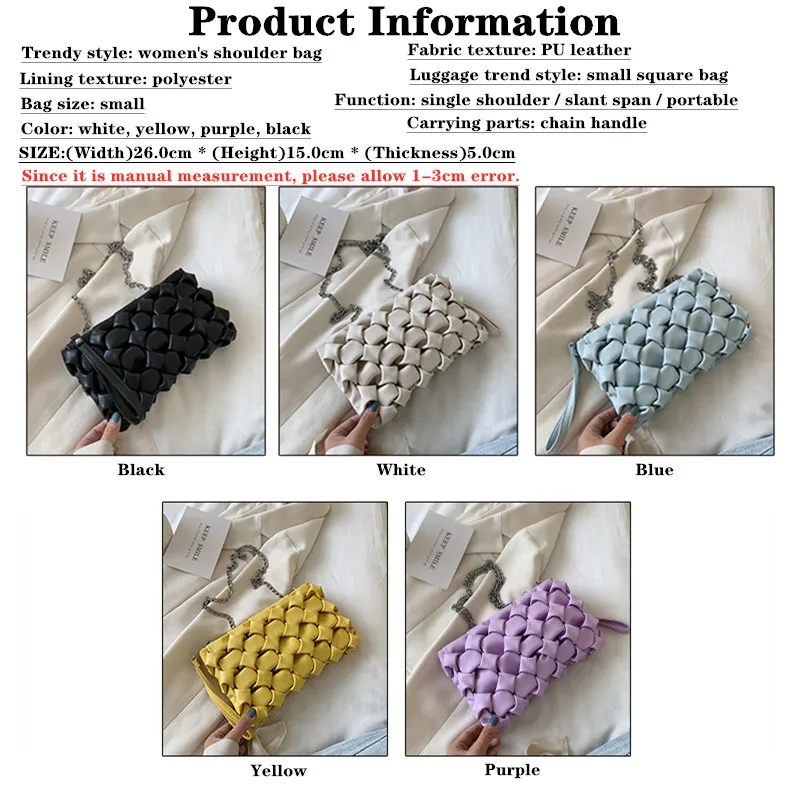 

Women Purses And Handbags Luxury 2020 Trend Chain Shoulder Bags For Women Designer Bag New Weave Small Pu Leather Crossbody Bag