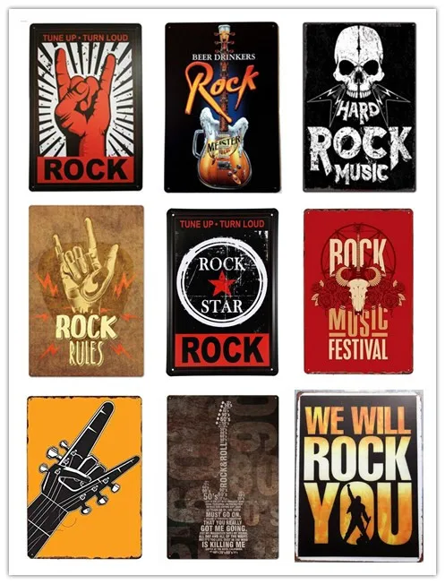 

Rock 'n' Roll Neon, Retro Metal Aluminium Sign Vintage Man Cave Bar Pub