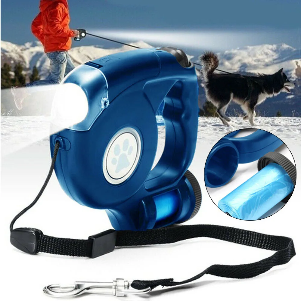 4 5 м светодиодный Выдвижной Поводок для собак поводок ошейник маленьких с мешком