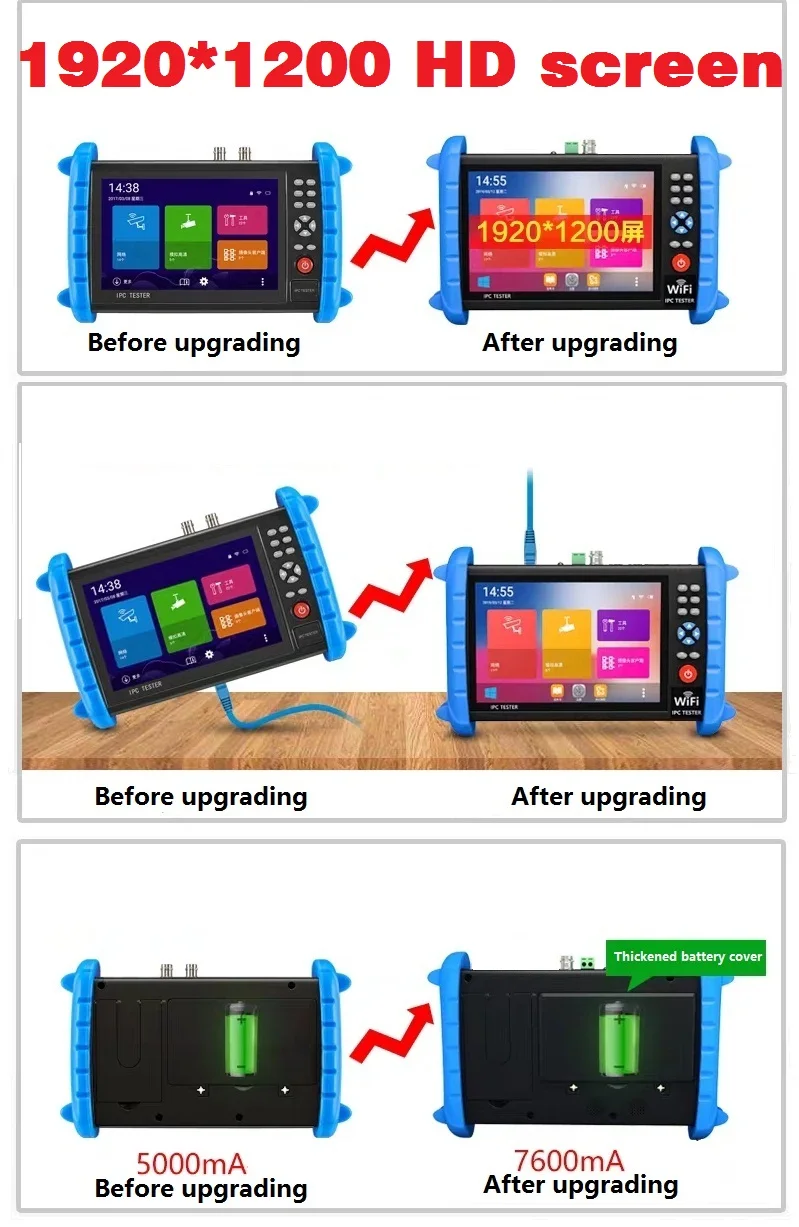 7 дюймов HD Экран 4K 8MP IP/CVBS аналоговый/TVI CVI/AHD 5MP Вай-Фай HDMI сигнал обеспеченностью PTZ IP камера ONVIF 12V3A POE Профессиональный Тесты инструмент