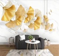 xuesu modern hand painted golden ginkgo leaves nordic plant sofa background wall 3d wallpaper mural wall covering
