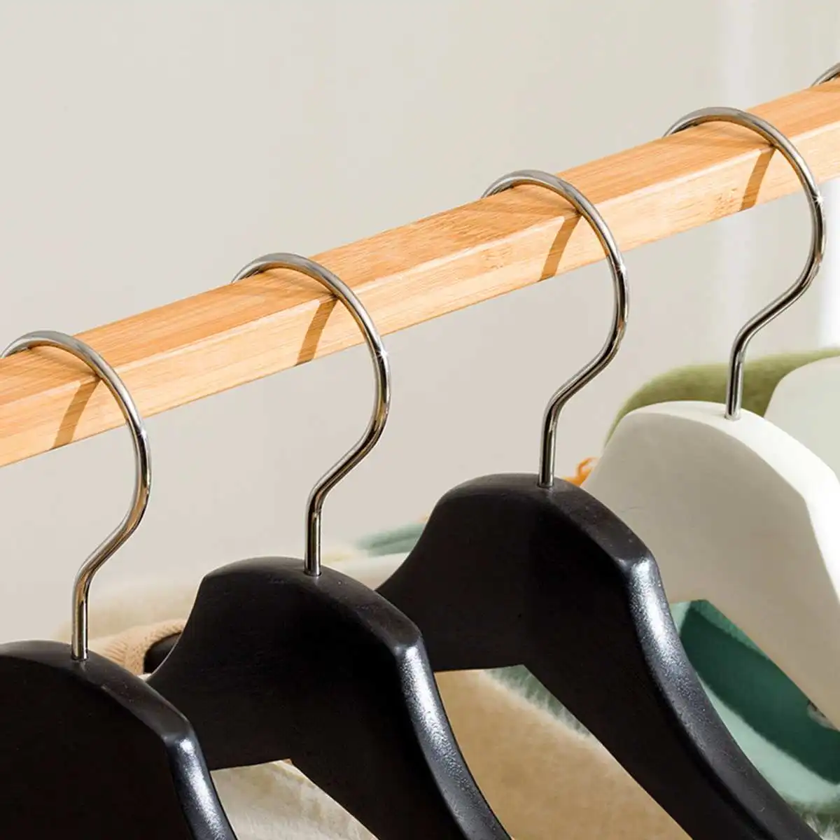 

Wood Coat Rack Floor Standing Clothes Hanging Storage Shelf Clothes Hanger Racks Bedroom Furniture Garment Closet Rack + Wheel