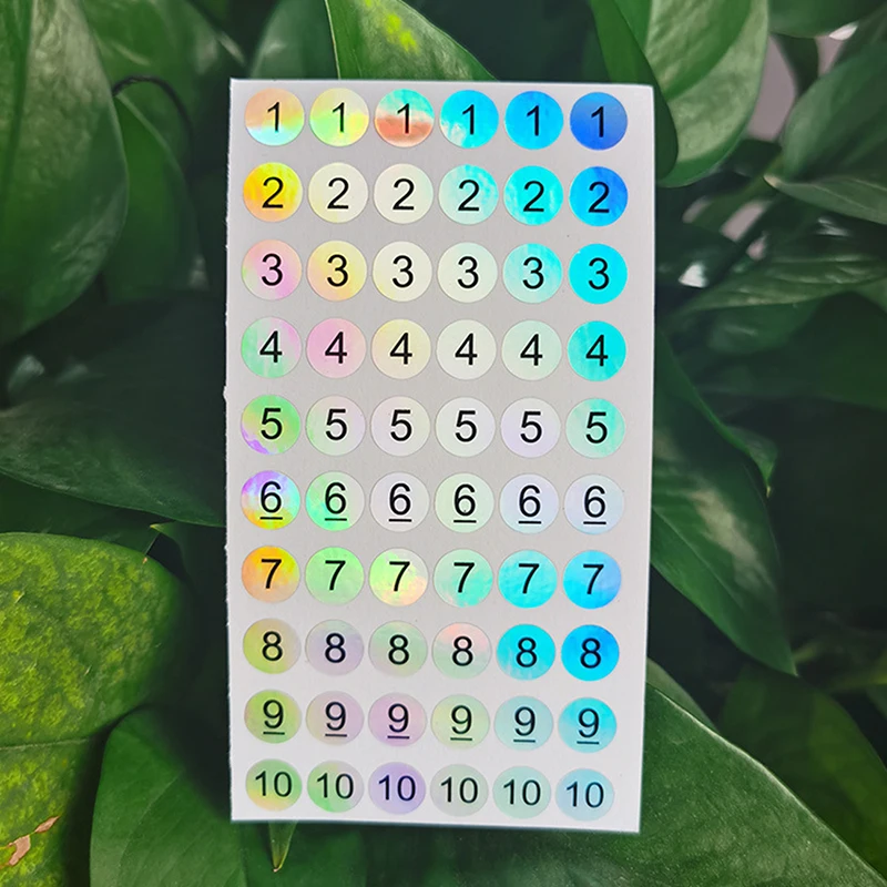 

5 Sheets Waterproof 1-500 Laser Number Label Stickers For Nail Polish Lipstick Color