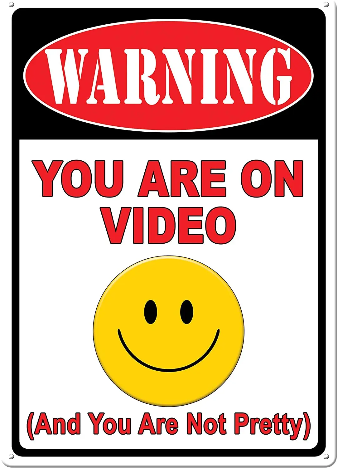

Warning ON Video;Tin Sign Wall Retro Metal Bar Pub Poster Metal 11.87.9in