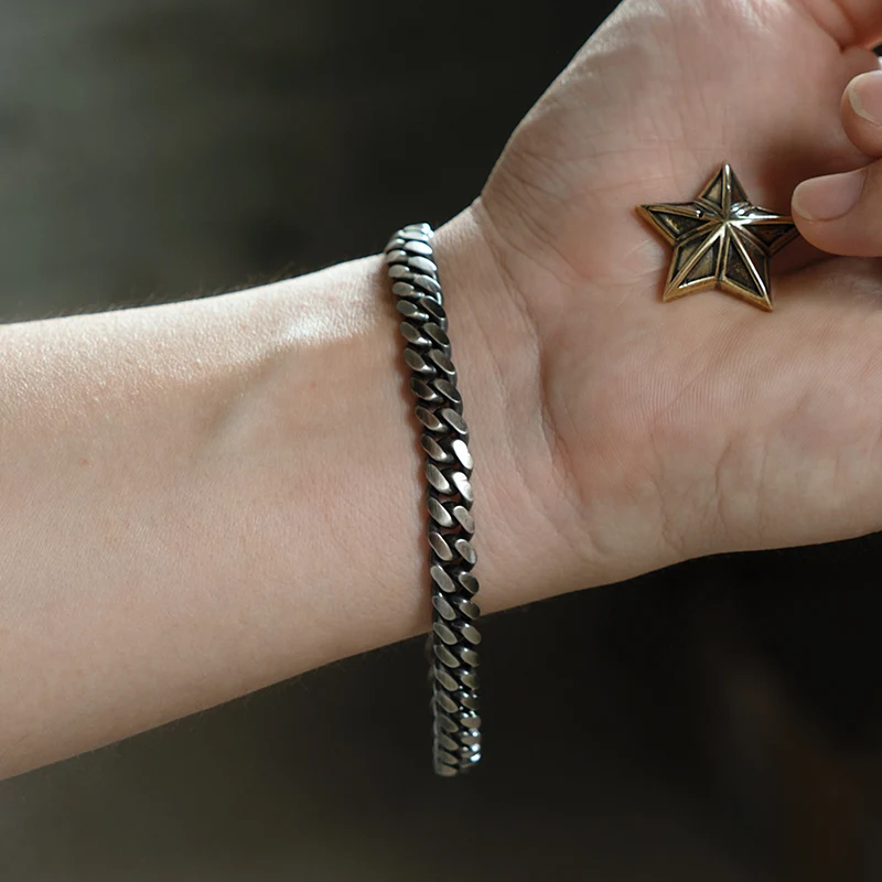 925 серебряный браслет для мужчин винтажные модные ювелирные изделия тайское