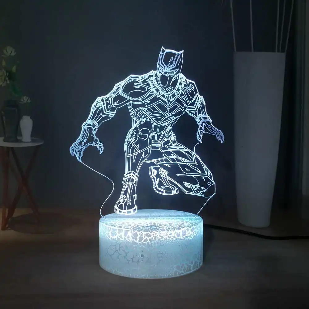 Marvel Comic 3D визуальная настольная лампа Черная пантера светодиодный ночник