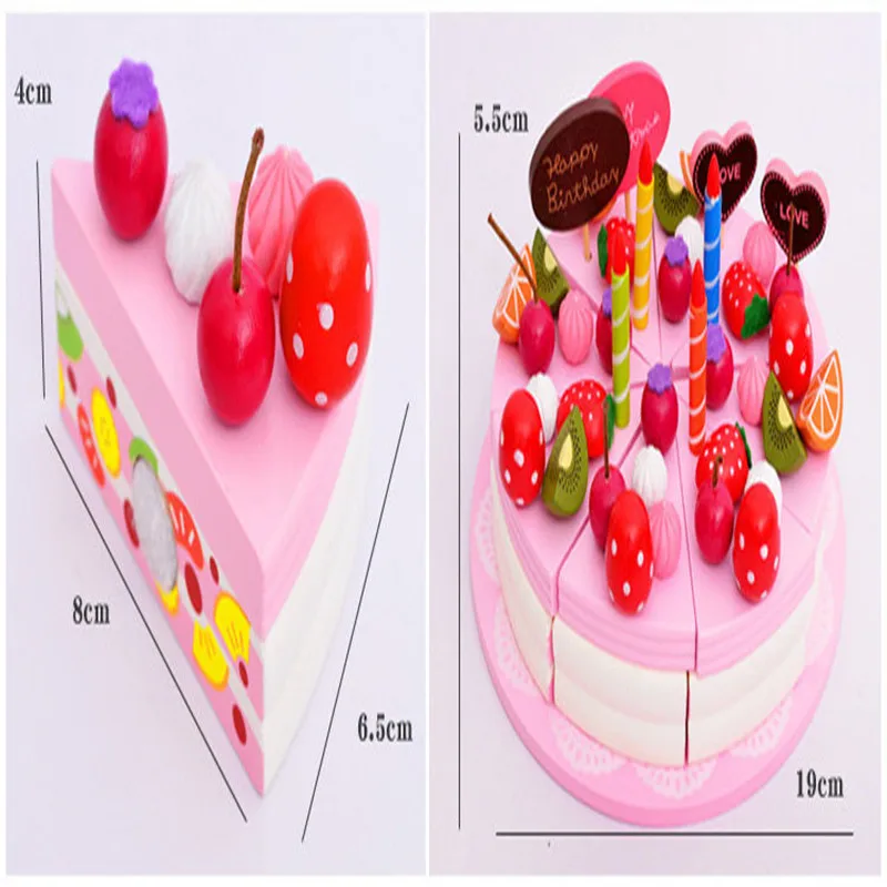 

Children's Play House Wooden Toys Puzzle Role Playing Strawberry Double Layer Cake Simulation Birthday Cake Surprise Pretend Toy