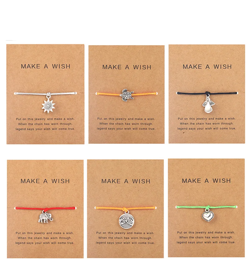 Женский браслет с шармами сделай желание регулируемый красными веревками в