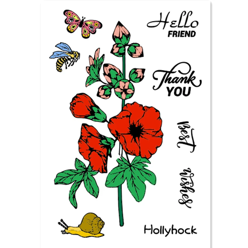 PANFELOU hollyhock flower Transparent Clear Silicone Stamp/Seal DIY scrapbooking/photo album 11*16cm clear stamp sheets | Дом и сад