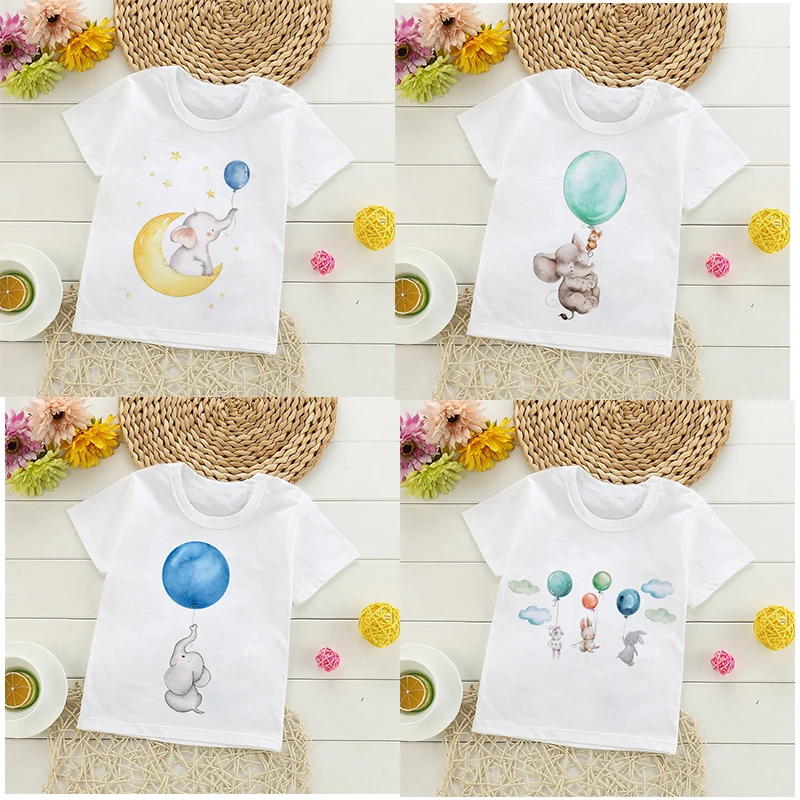 Футболка детская с изображением слона и воздушных шаров | Детская одежда обувь
