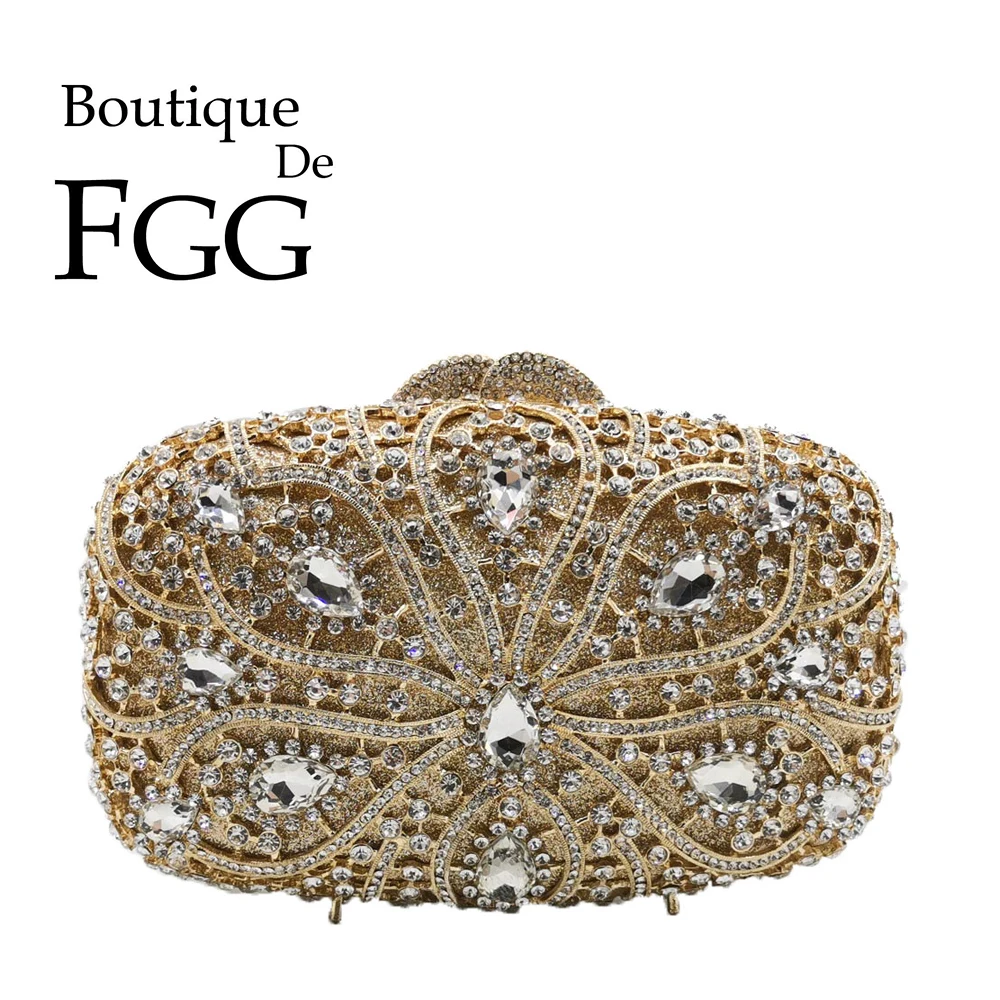Boutique De FGG выдалбливают Для женщин вечерние сумочки клатчи со стразами свадебные
