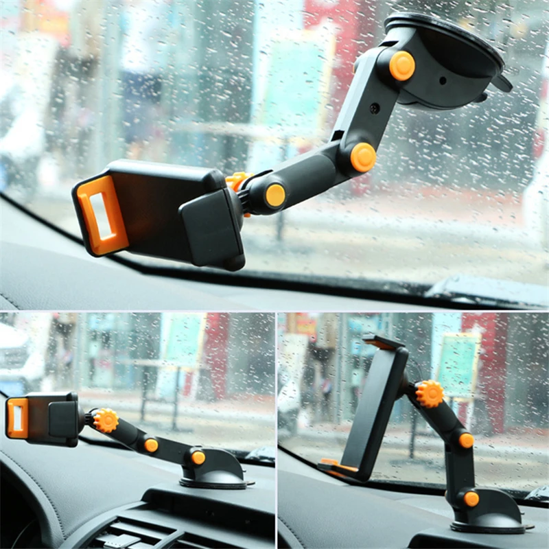 

360Degree Rotation Car Phone Holder Windscreen Dashboard Suction Cup Bracket Tablet GPS Stand Cradle For 7-11 Devices Car Supply