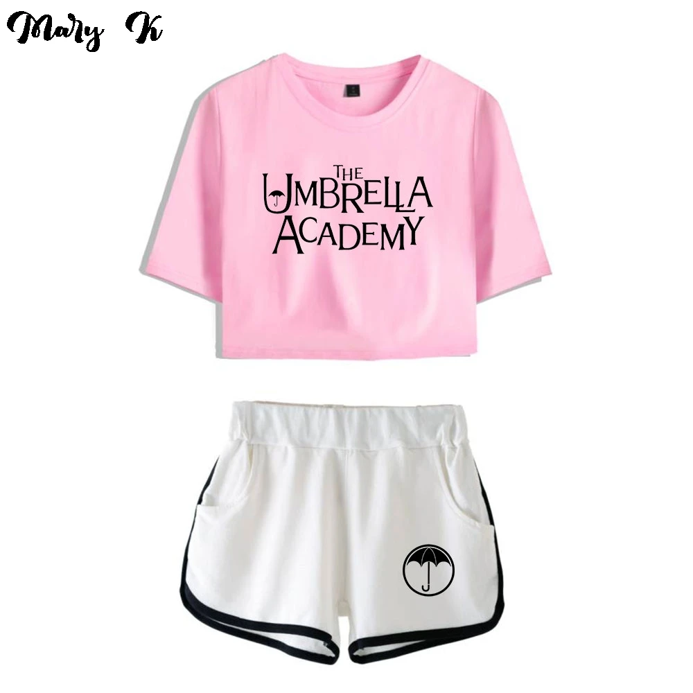 

Fashion Print The Umbrella Academy Girls Two Piece Set Shorts+T-shirt Popular Harajuku Women Summer Short sleeve suit Girl Sets