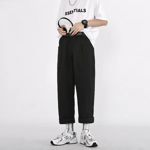 Мужские Простые свободные шаровары 2022 из хлопка для отдыха, модные трендовые черные повседневные брюки, мужские брюки аналогично