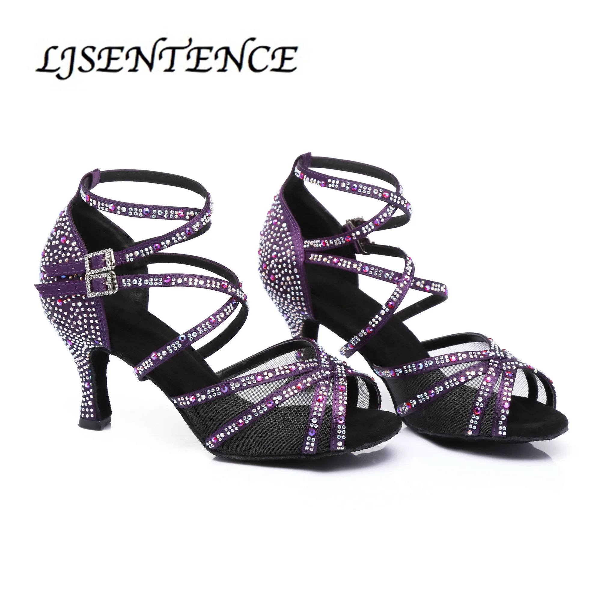 Модные туфли для латинских танцев со стразами женские бальных цвет розовый цвета