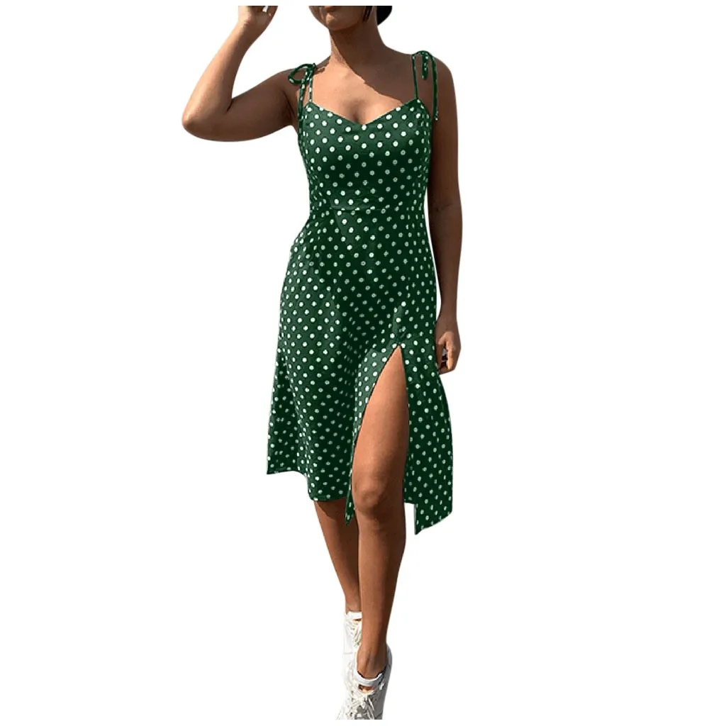 Women's Causal Dress Dot Sleeveless V-Neck Dress Female sexy High Waist Bodycon Dresses Fashion Woman Party Night