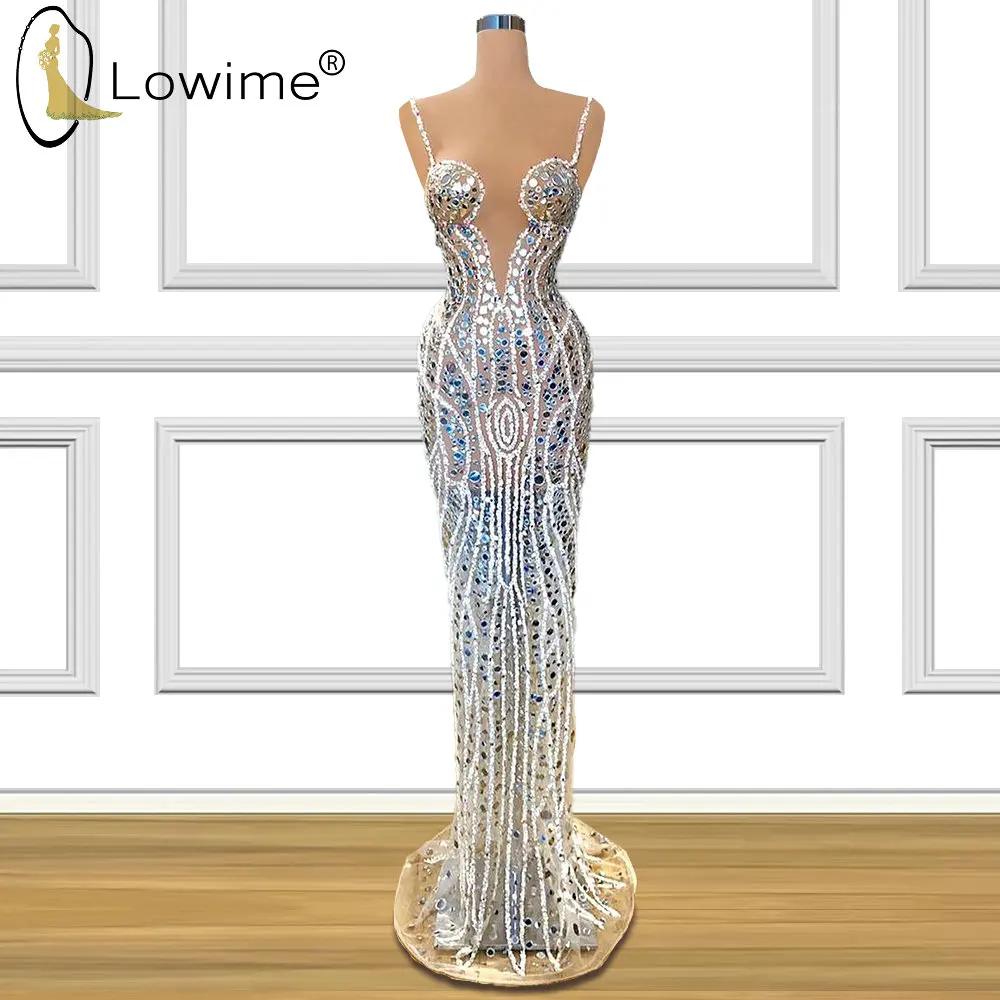 

Сексуальное прозрачное вечернее платье на тонких бретельках с бриллиантами, иллюзия русалки, длина до пола, платья для выпускного вечера, торжественное платье, длинные халаты