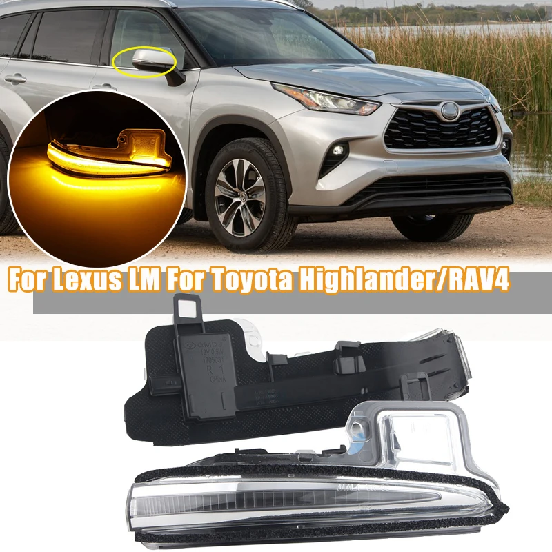 

Car Rearview Side Mirror LED Turn Signal Lights Indicator For Lexus LM For Toyota Tacoma/Highlander/RAV4/Alphard/Vellfire