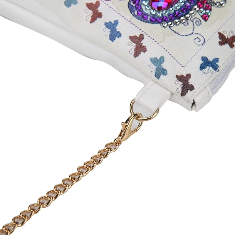 Кожаная сумка через плечо с цепочкой ручная работа клатч бриллиантами кошелек