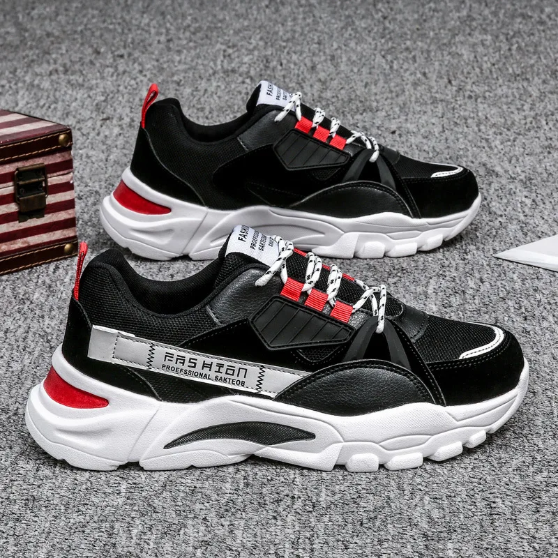 

Men Shoes Casual Black Sneakers Men Tenis Masculino Adulto Mens Trainers Thick Sole Sneakers Leisure Shoes Man