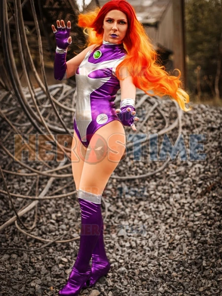 Фиолетовый блестящий костюм Starfire для косплея V1, костюм для косплея, боди зентай, костюм на Хэллоуин для женщин (art.: 3920cecb7fe1d) - 3920cecb7fe1d