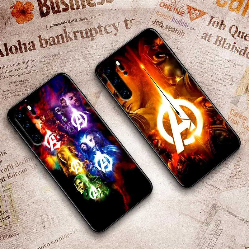 Черные силиконовые чехлы Marvel The Avengers для huawei Y6 Y7 Y9 Prime 2018 2019 Nova 2i 3 4 3i Lite mate 10 20 Pro