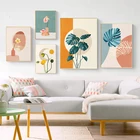 Постер с изображением розовых и белых цветов, минималистичный рисунок на стену, украшение для спальни, Скандинавская Картина на холсте