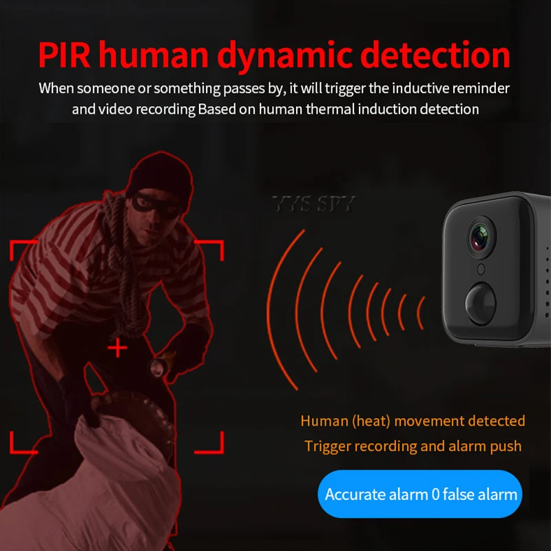 Мини-камера видеонаблюдения 1080P Wi-Fi IP PIR ночное видение обнаружение движения