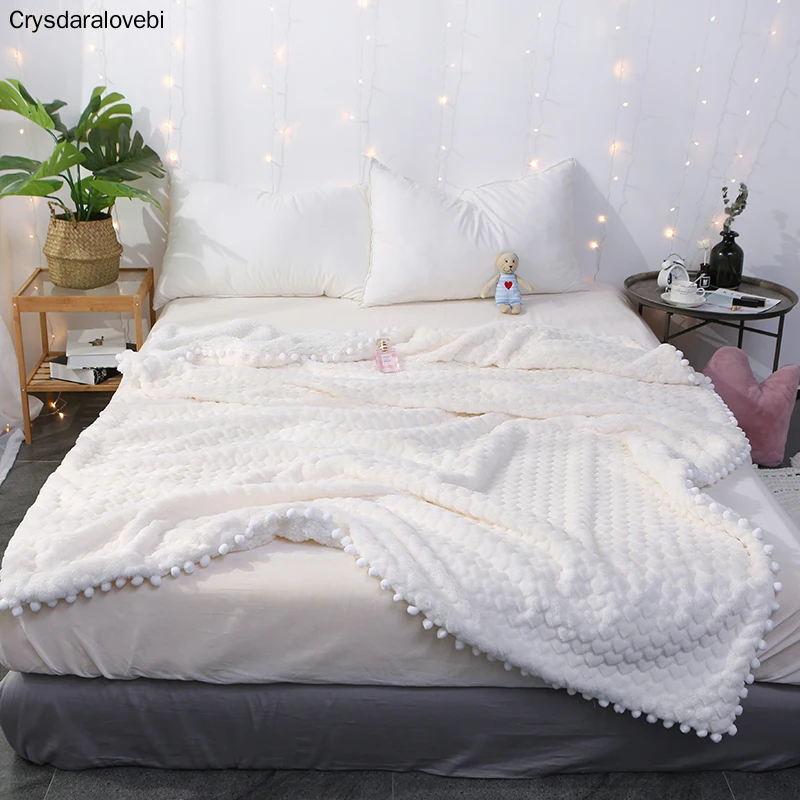 

Soft White/pink/grey Blanket for Goddess Girl Imitation Rabbit Fur and Lamb Cashmere Blanket Double Thick Coral Fleece Blanket