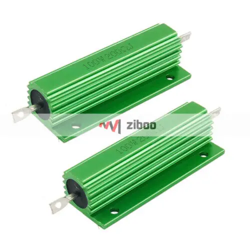 

2Pcs 100 W 200 Ohm Green Aluminum Housed Wirewound Resistors 81mm x 21mm x 15mm