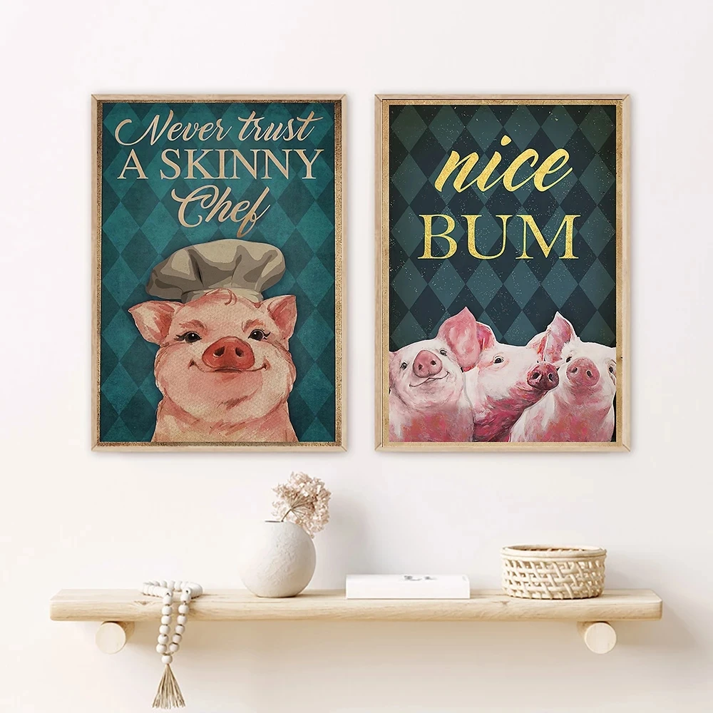 

Vintage Poster Mental Black Pig Poster Nice Bum Art Print Vintage Hello Sweet Cheeks Funny Bathroom Painting