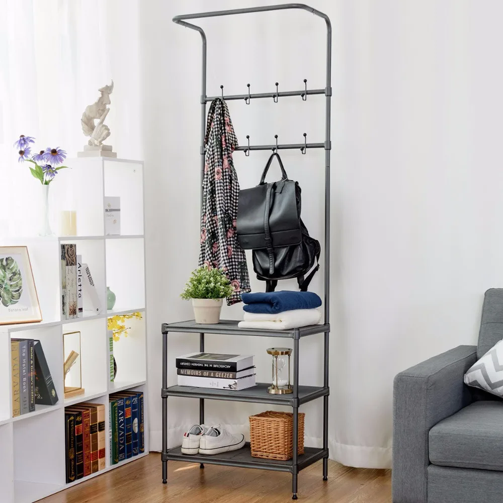 

Giantex-Perchero de Metal para abrigos, sombrares y zapatos, de 3 уровня estante de almacэмалированные chos, muebles para e, HW58543