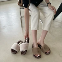 2021 autumn and winter womens slippers simple and comfortable mink fur flat home slippers casual shoes