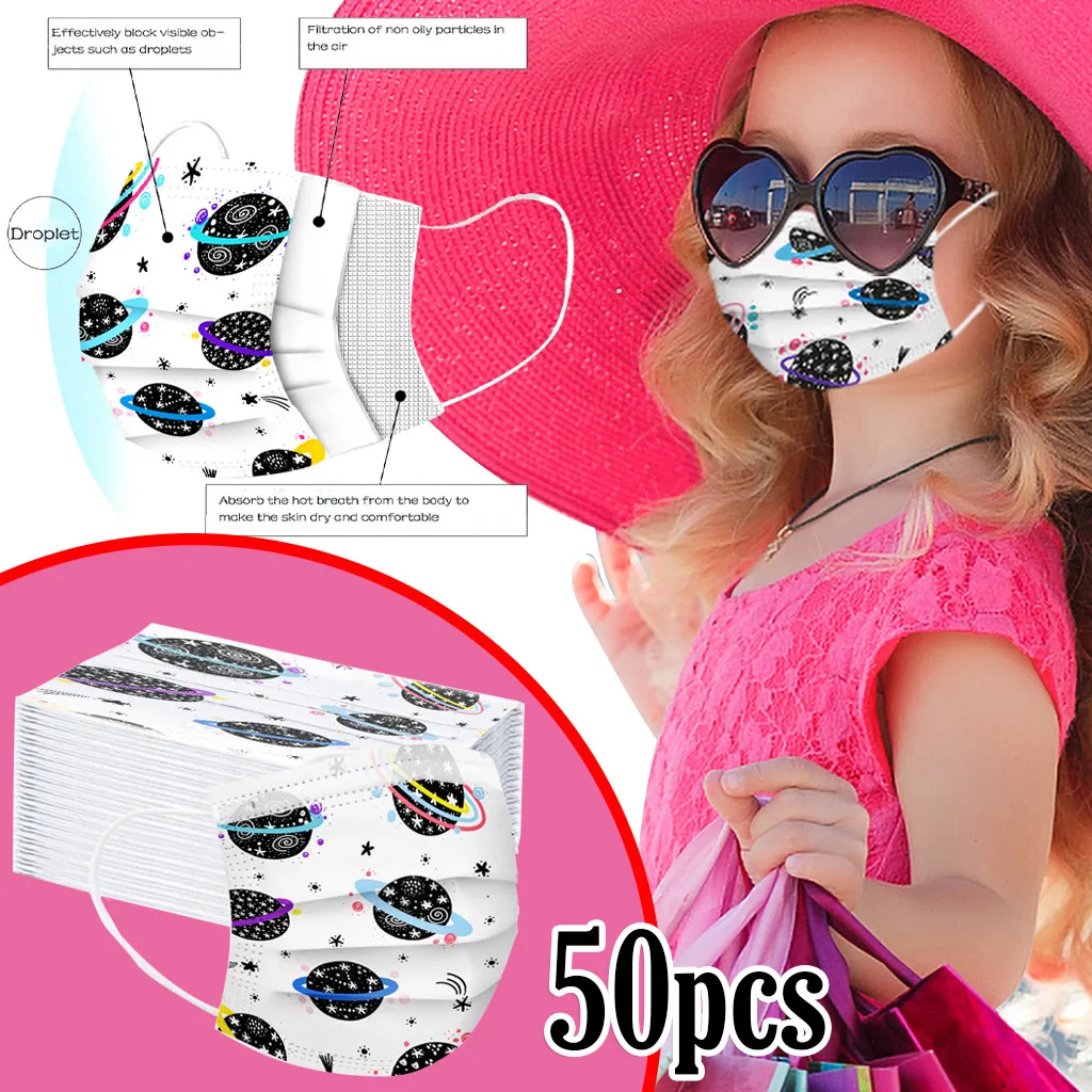 50PC face maks Disposable Print Face Cover Industrial 3Ply Ear Loop fashion disposable for women Cosplay anime | Дом и сад