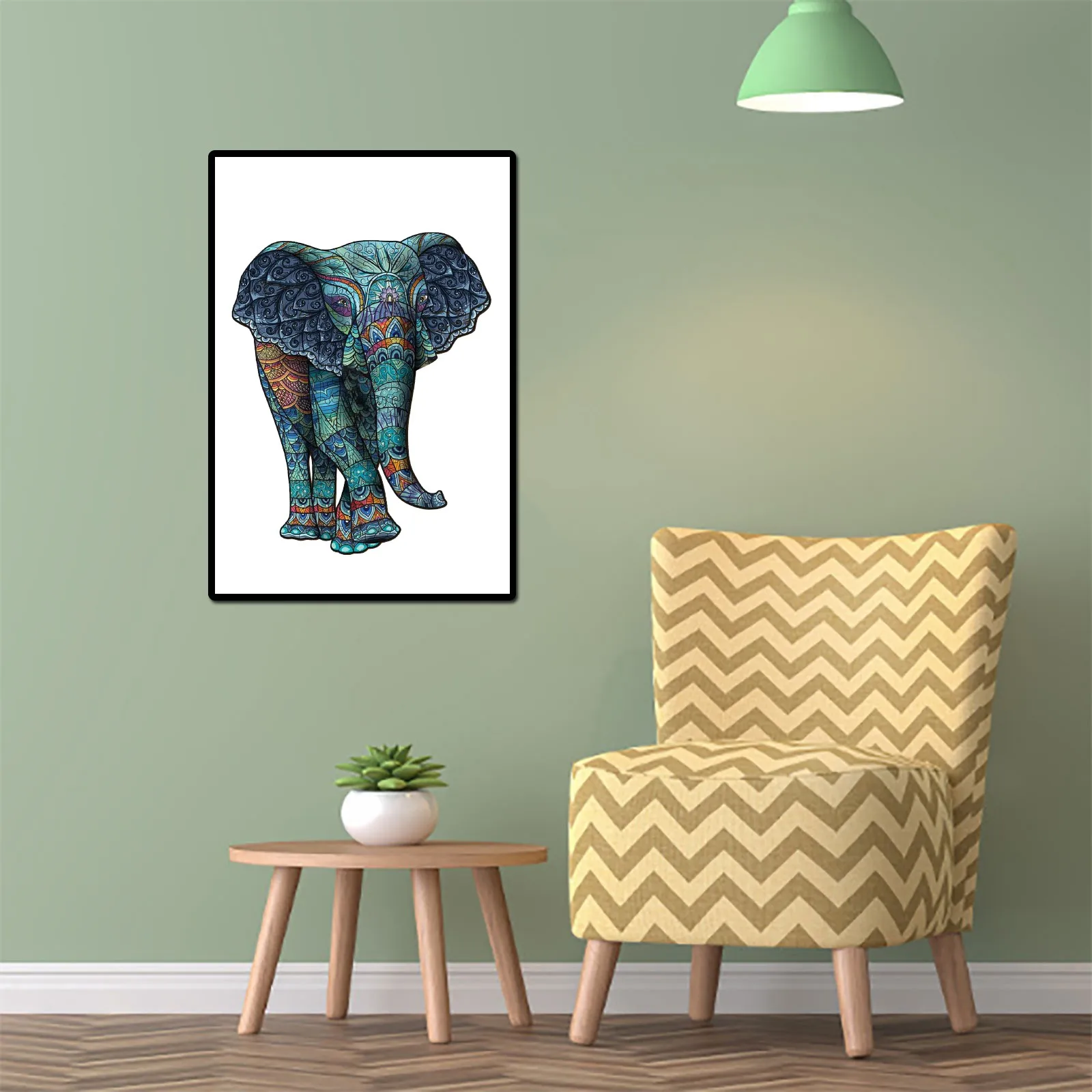 

Elephant Tribal Wooden Puzzle Unique Shape Pieces Animal for Adults and children Puzzles Christmas Gifts for Kids Jigsaw nature