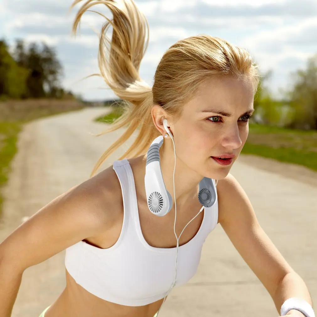 

Wearable Lazy Sports Halter Fan Mini Hanging Neck Fan USB Rechargeable Cover Halter Sports Fan Air Cooler Outdoor