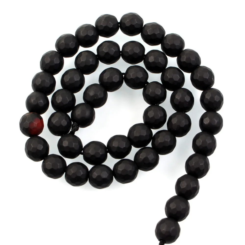 15 &quotStrand бусины из натурального камня граненые Черные мраморные Круглые