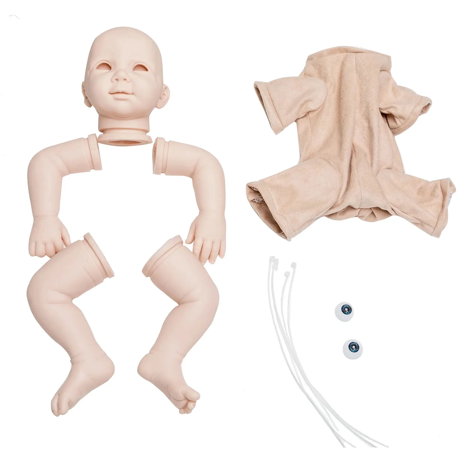 

21inch DIY Cloth Body Full Limbs Gift Unfinished Fresh Color Soft Silicone Baby Toddler Home Kids Toy Reborn Supply Doll Kit