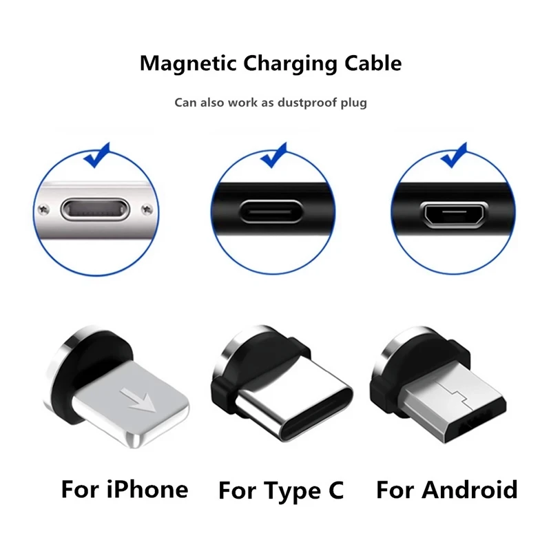 5 pcs1 pcs 360 rotation magnetic tips for mobile phone replacement parts easy operate durable converter charging cable adapter free global shipping