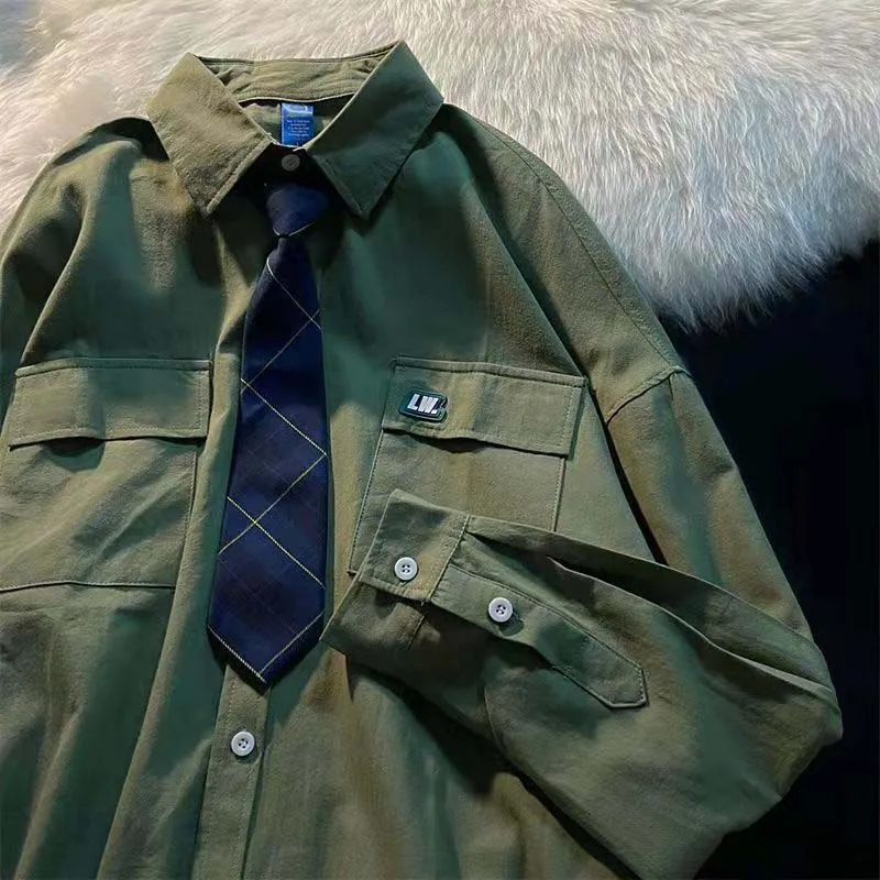 Мужская рубашка из 100% хлопка с длинными рукавами в гонконгском ретро стиле