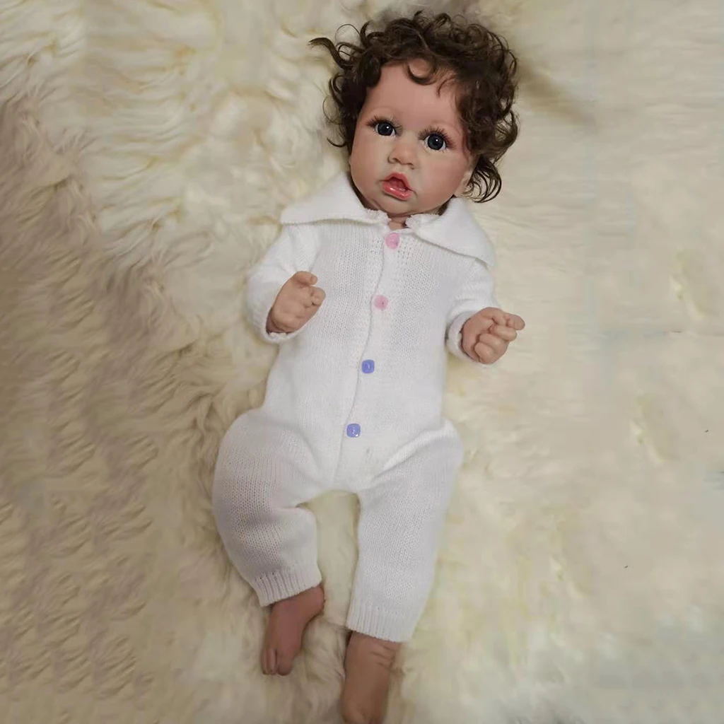 

Realistic Saskia Reborn Baby Dolls Grey Eyes Girl Newborn Doll Soft Full Silicone Body Lifelike Nurturing Dolls Washable Doll
