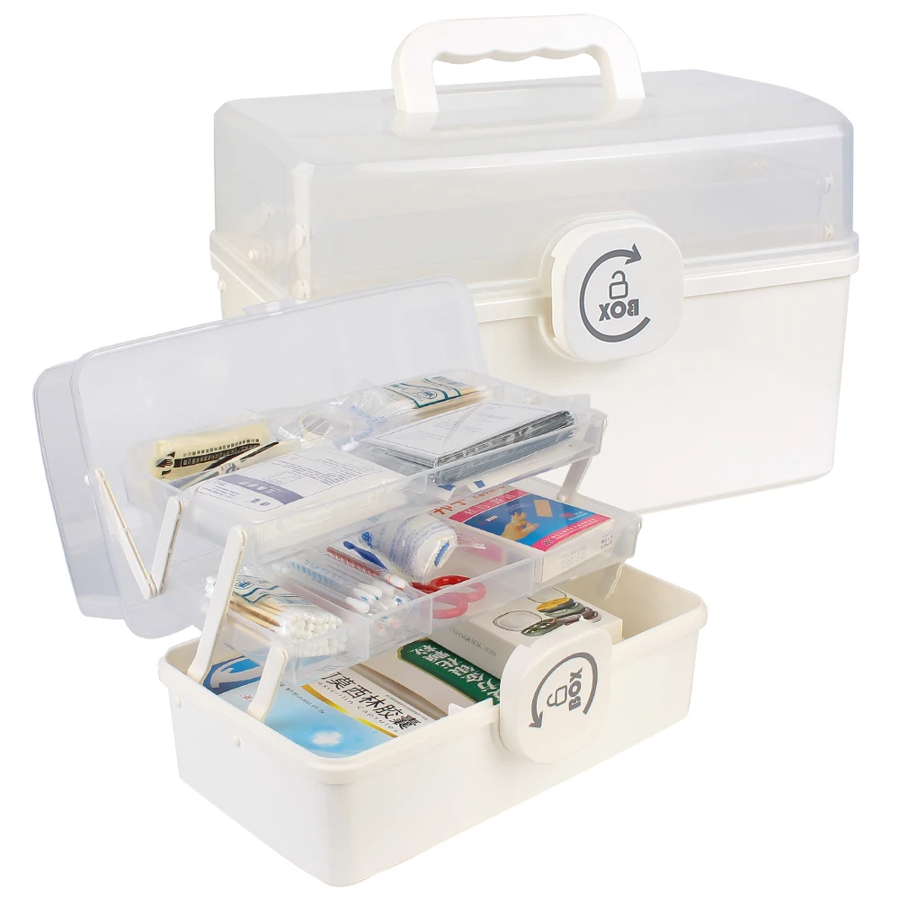 

Large Capacity Folding Medicine Chest Storage Storage Box Plastic Tier Medicine Boxes First Aid Kit Drawer Sundries Organizer