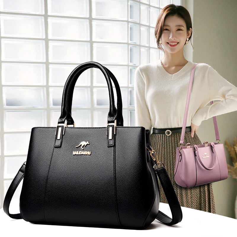 

Commuter Type Quality Leather Top-handle Bags for Women Solid Color Large Capacity Shoulder Bag Female Luxury Crossbody Bags Sac