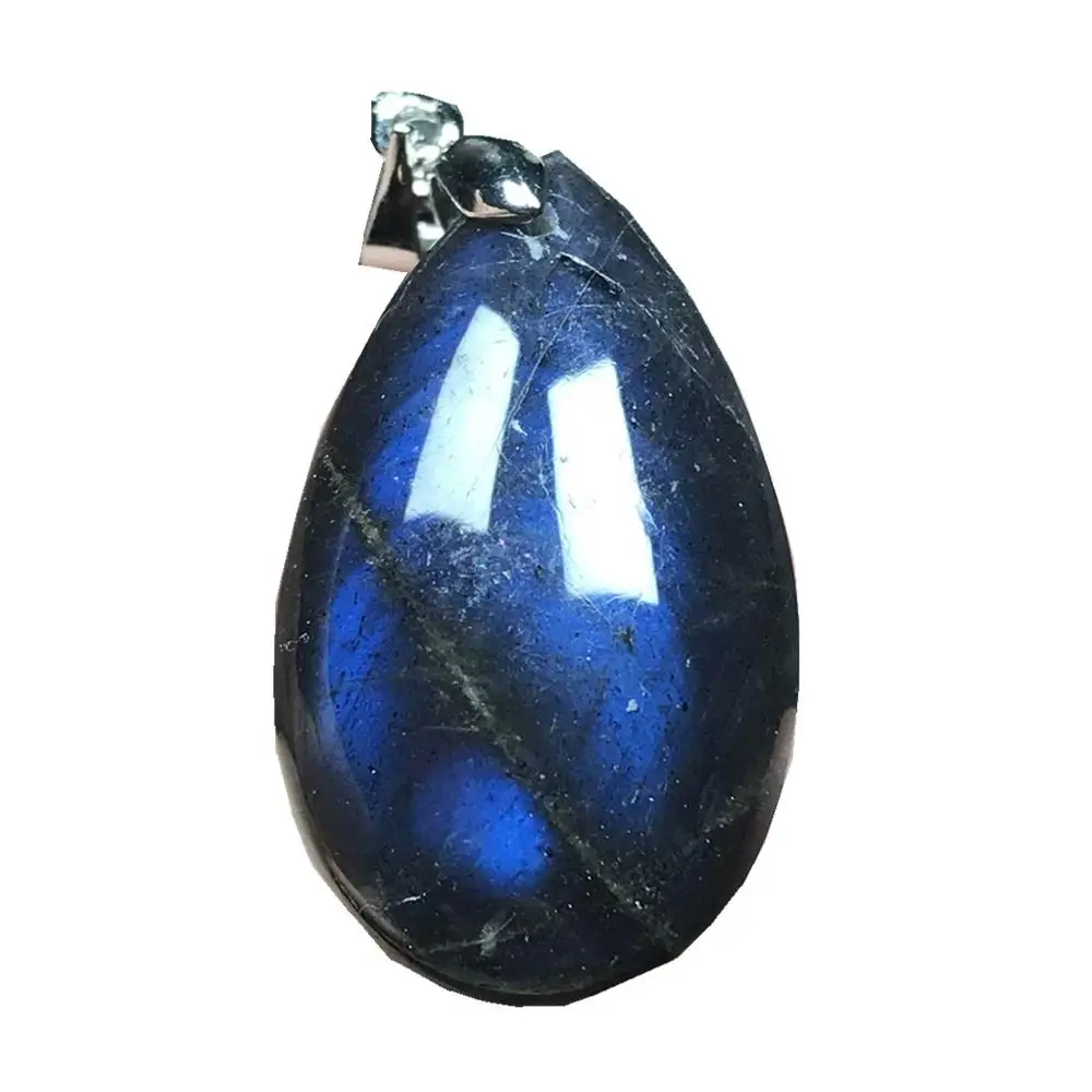 

Natural Labradorite Necklace Pendant Jewelry For Woman Man Blue Light Crystal 29x17x7mm Beads Silver Moonstone Gemstone AAAAA