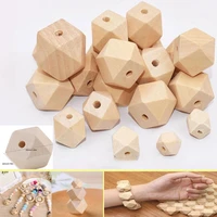 10 30mm unfinished geometric spacer wooden beads faceted loose wood bead for jewelry making handmake diy craft accessorie