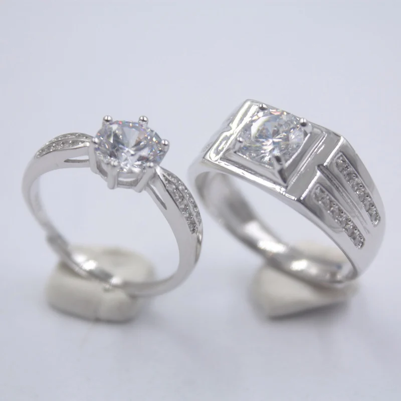 

925 sterling silver women's diamond a pair couple ring simulation wedding ring internet celebrity style students new gift