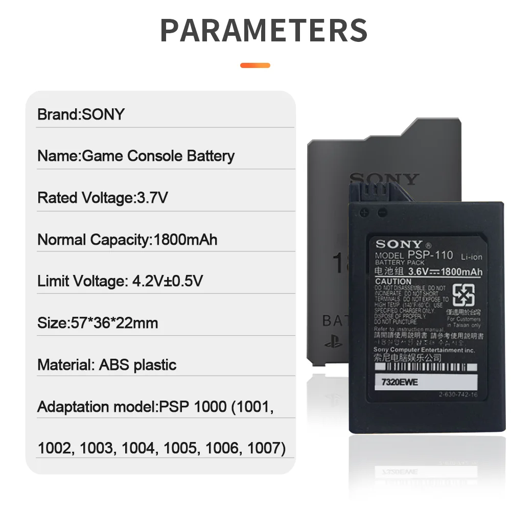 New Sony 3.6V 1800mAh Rechargeable Battery For PSP-110 PSP1000 PSP 1000 Console Li-Ion Replacement Game Machine | Электроника