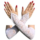 1 пара сексуальное платье Вечерние кружевная перчатка Для женщин однотонные Цветочный принт перчатки без пальцев растянуть руки перчатки до локтя, защита от солнца летом варежки